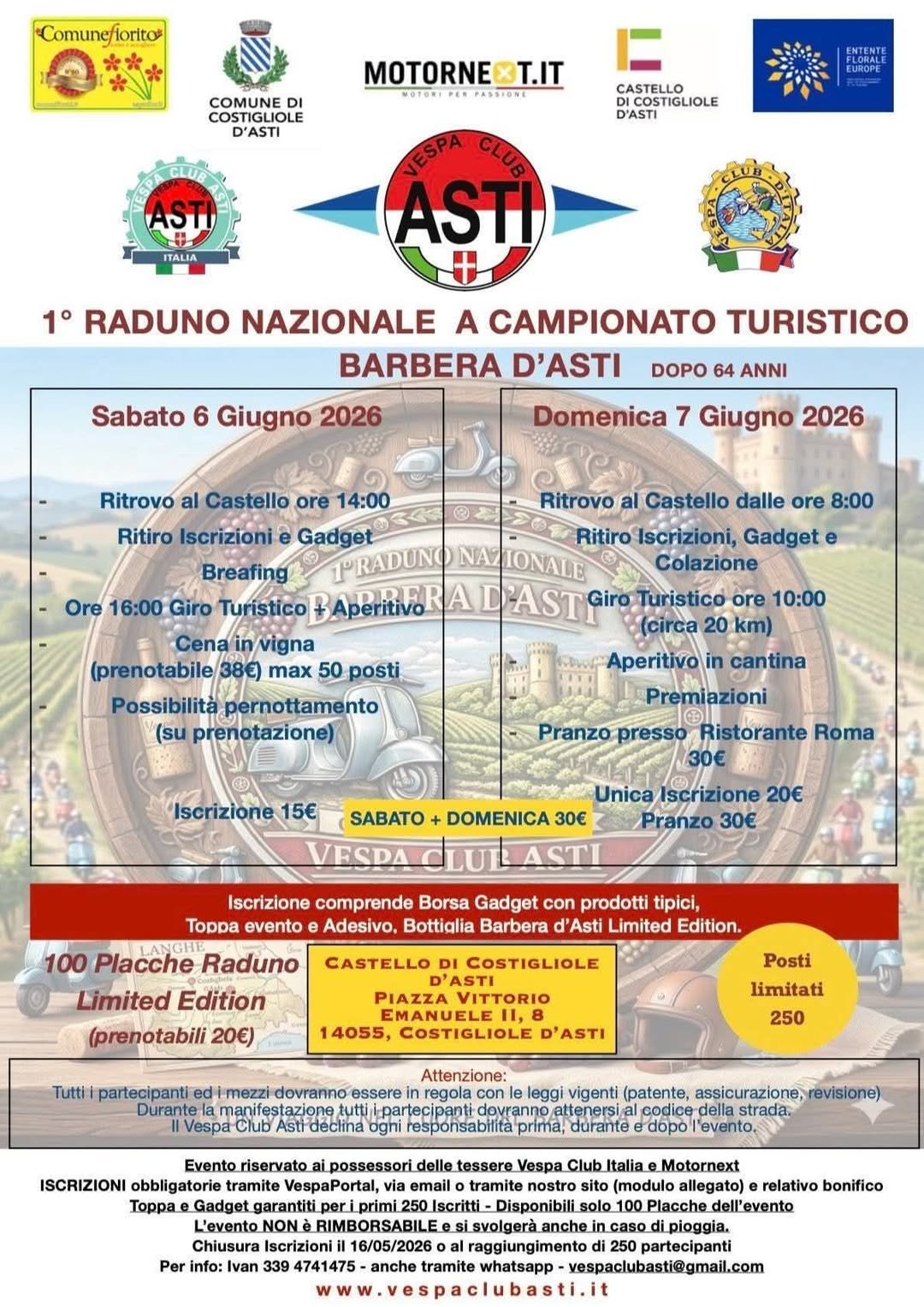 1° RADUNO NAZIONALE A CAMPIONATO TURISTICO BARBERA D’ASTI