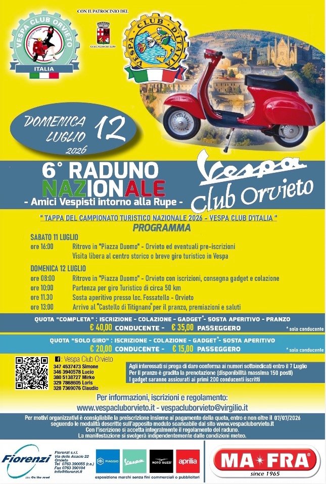 6° VESPA RADUNO NAZIONALE – VC ORVIETO “AMICI VESPISTI INTORNO ALLA RUPE”