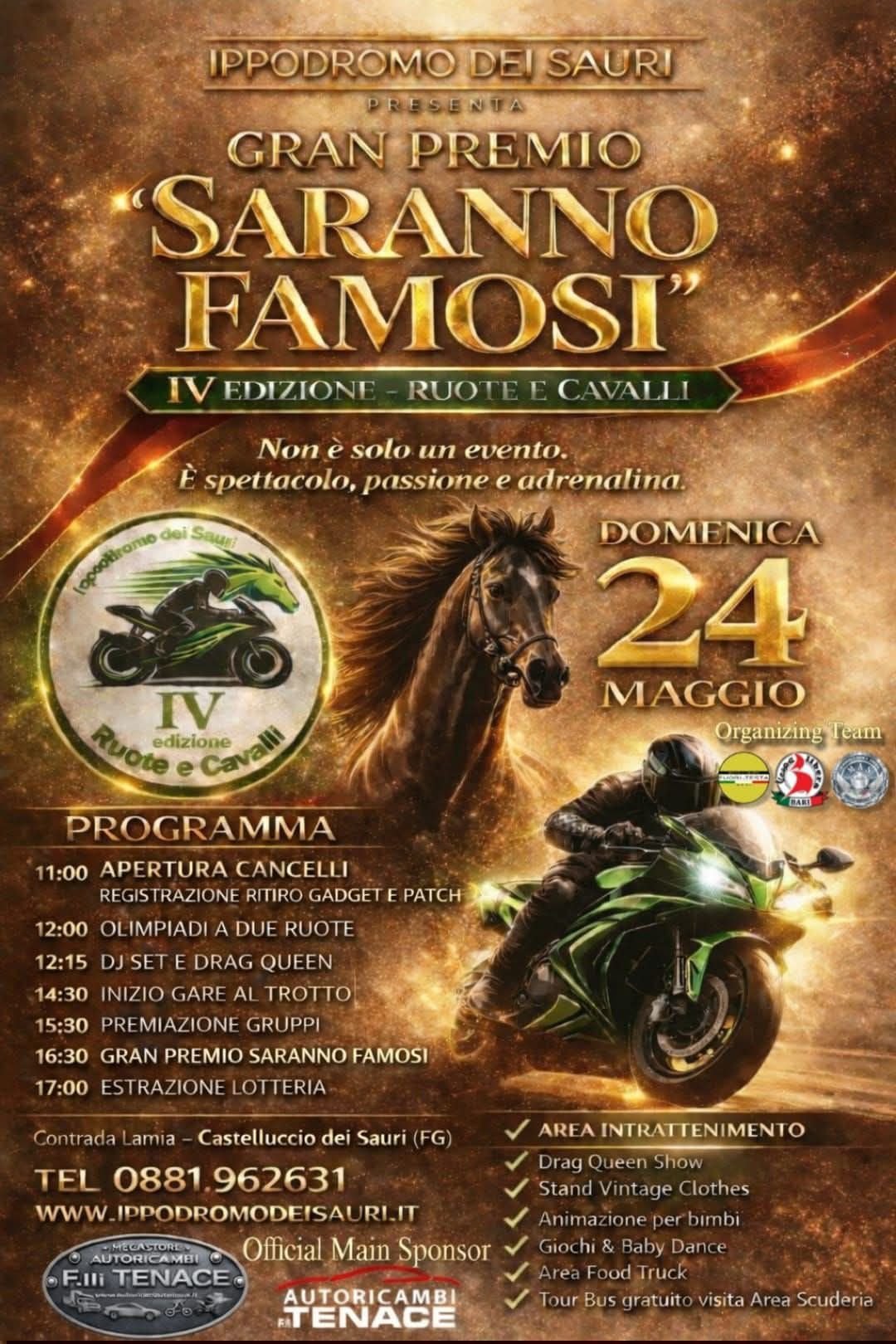 GRAN PREMIO “SARANNO FAMOSI” – IV EDIZIONE RUOTE E CAVALLI